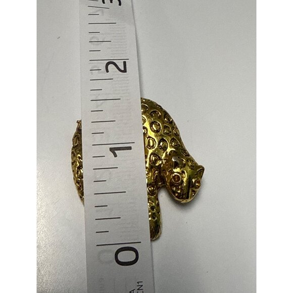 Gold-Tone Leopard Brooch Pin Vintage Style Textured Metal Animal Jewelry - Picture 6 of 6